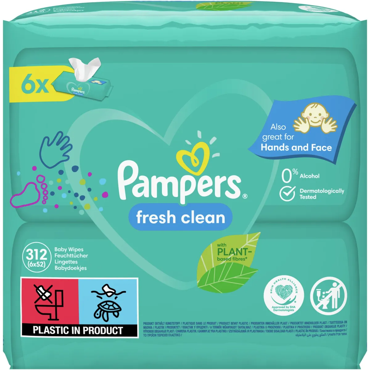Pampers Fresh Clean nedves törlőkendő, 6x52 db