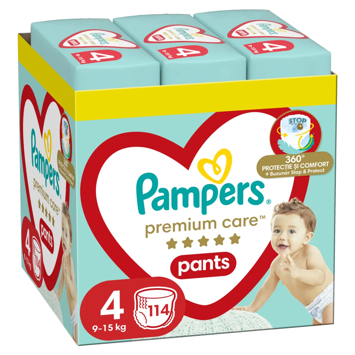Pampers Premium Care Pants bugyipelenka, Maxi 4, 9-15 kg, havi pelenkacsomag, 114 db