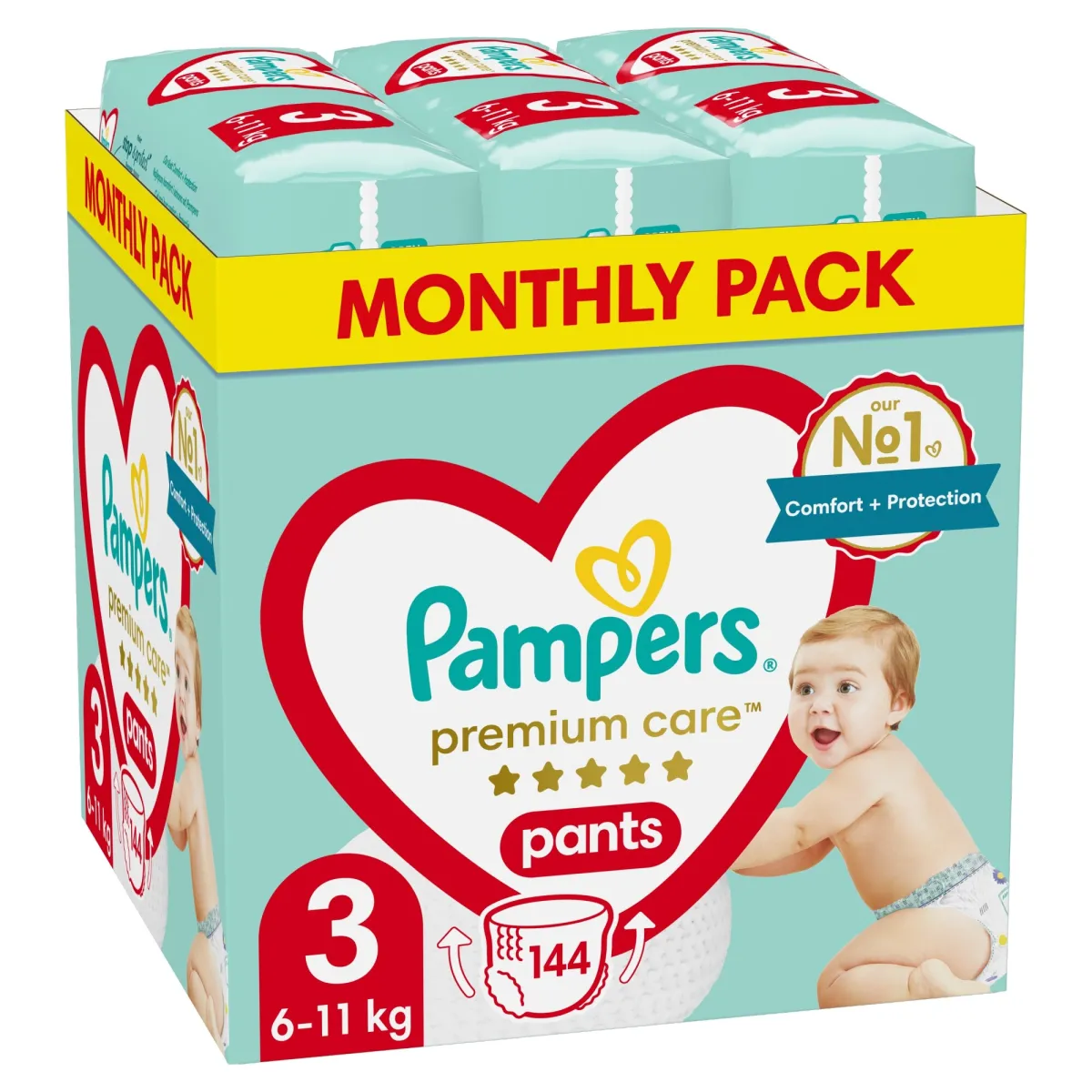 Pampers Premium Care Pants bugyipelenka, Midi 3, 6-11 kg, havi pelenkacsomag, 144 db