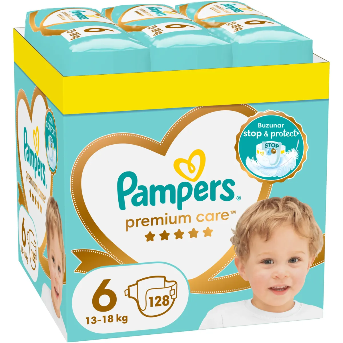 Pampers Premium Care XXL pelenka doboz, 6-os méret, 13-18 kg, 128 db