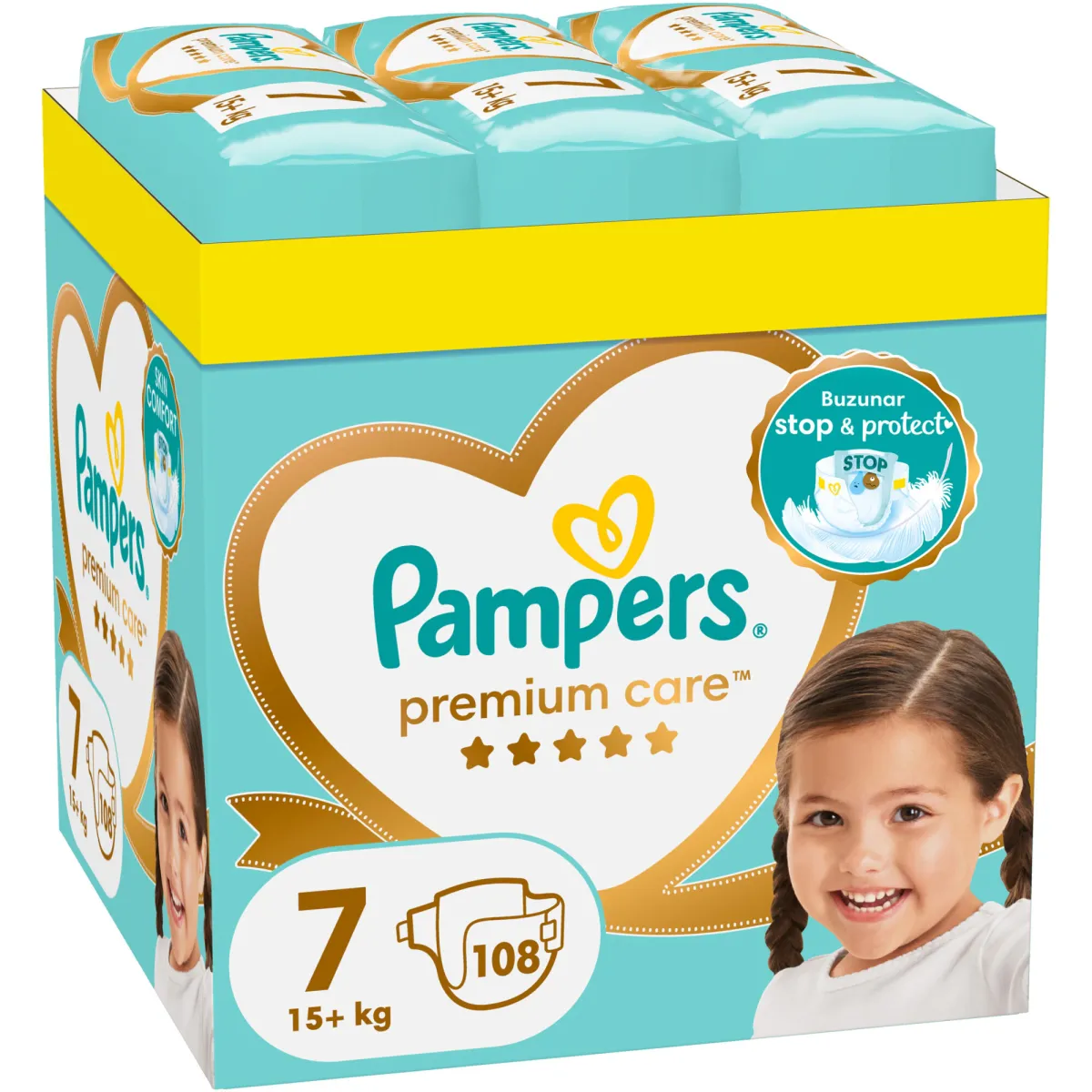 Pampers Premium Care XXL pelenka doboz, 7-es méret, 15kg+, 108 db