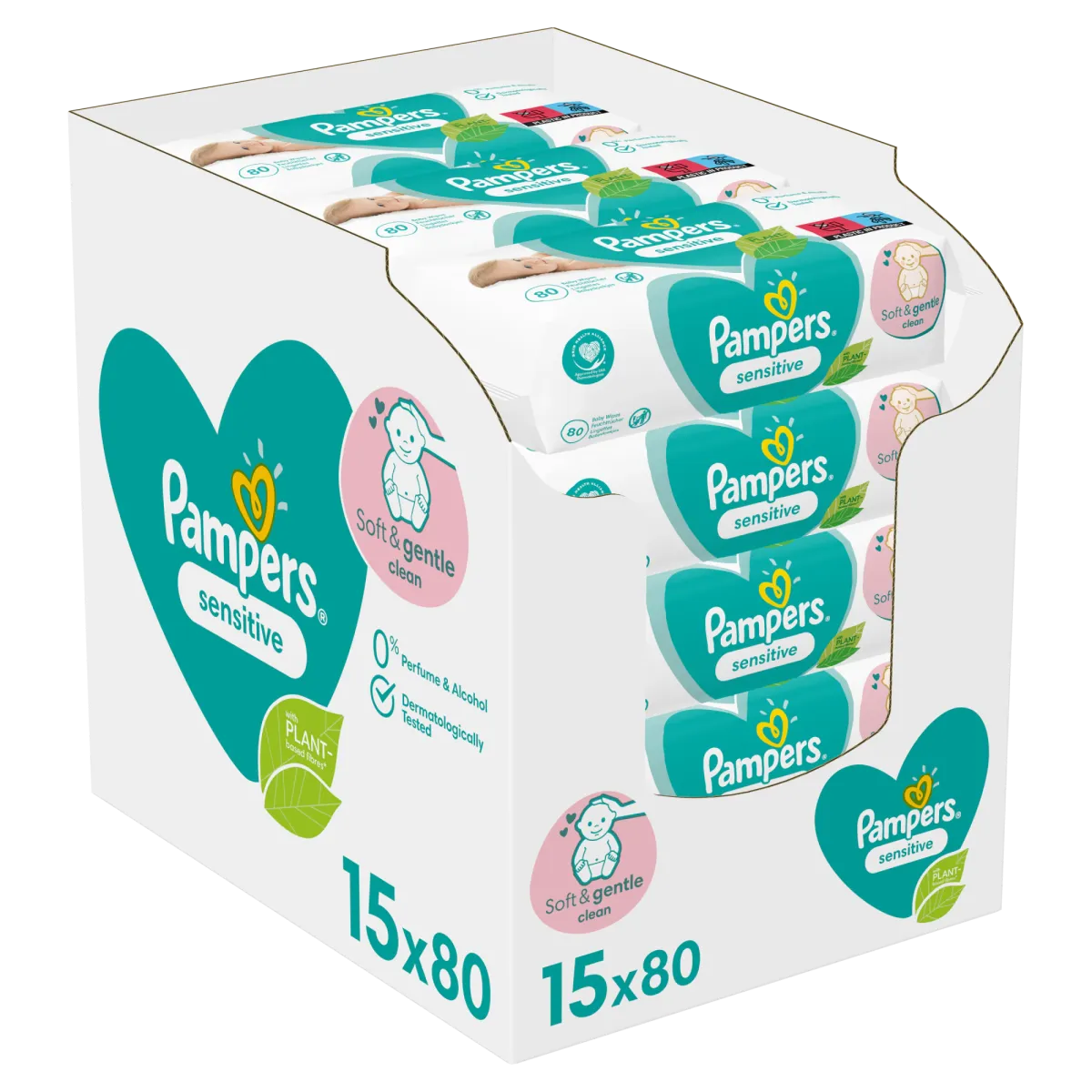 Pampers Sensitive nedves törlőkendő, 15x80 db