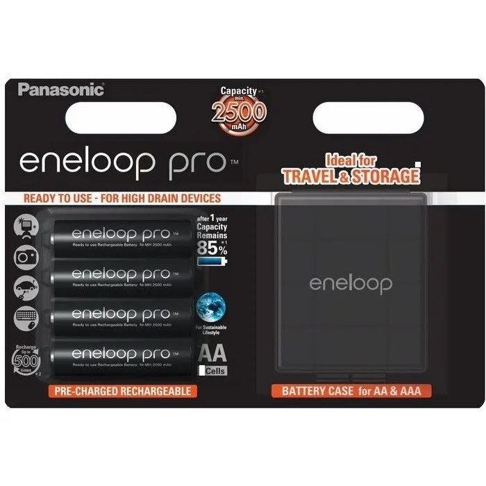 Panasonic Eneloop Pro AA akkumulátorok, 2500mAh, 4 db + doboz
