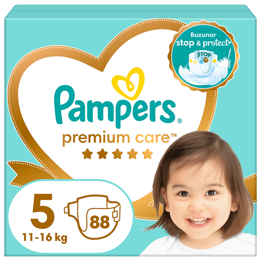 Pelenkák Pampers Premium Care Mega Box 5-ös méret, 11-16 kg, 88 db
