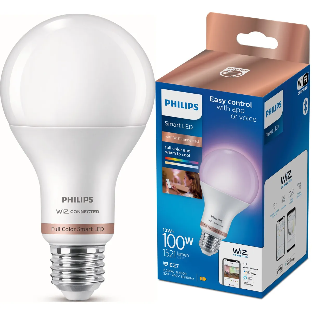Philips A67 intelligens LED-izzó, PHI WFB 100 W A67 E27 922-65 RGB 1PF/6