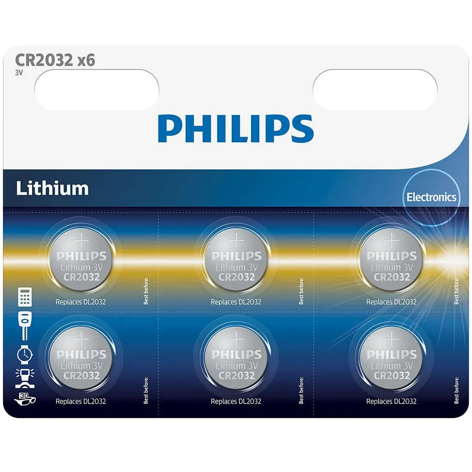 Philips CR2032 Lithium elem, 3.0V, 6 db
