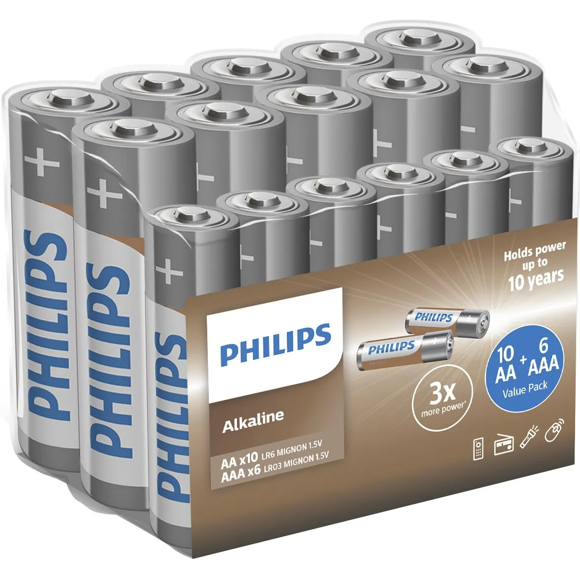 Philips LR036A16F/10 Alkáli elem csomag, 10 x AA + 6 x AAA