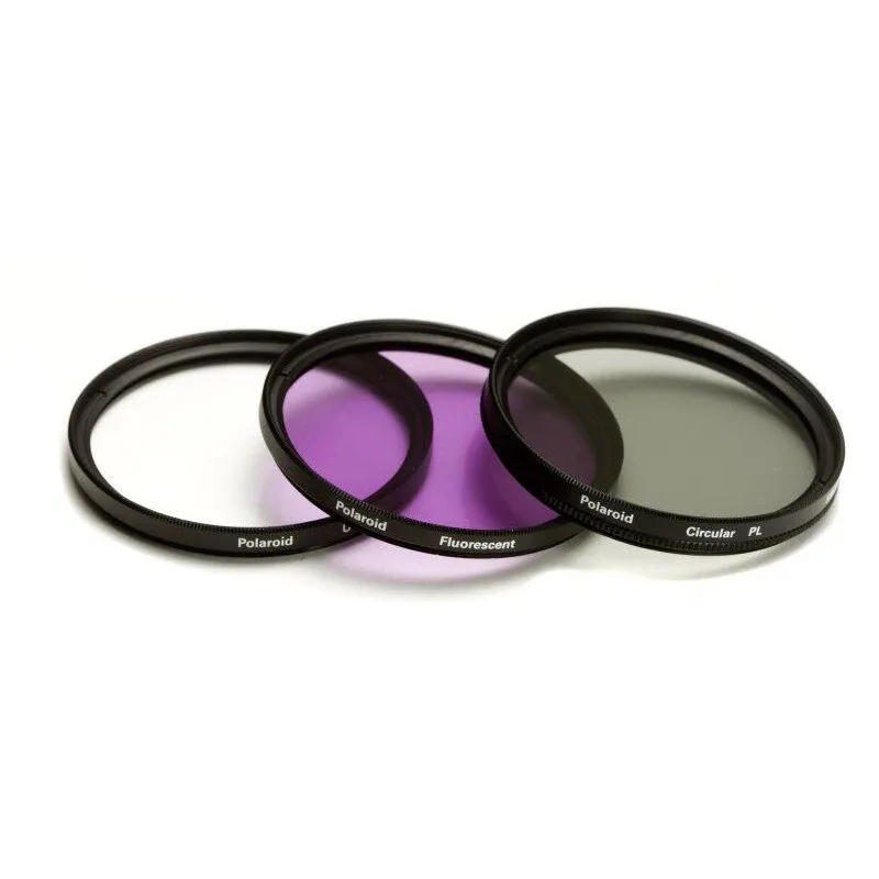 Polaroid szűrőszett (UV, CPL, FLD) + 4 db-os szűrőtok 55 mm