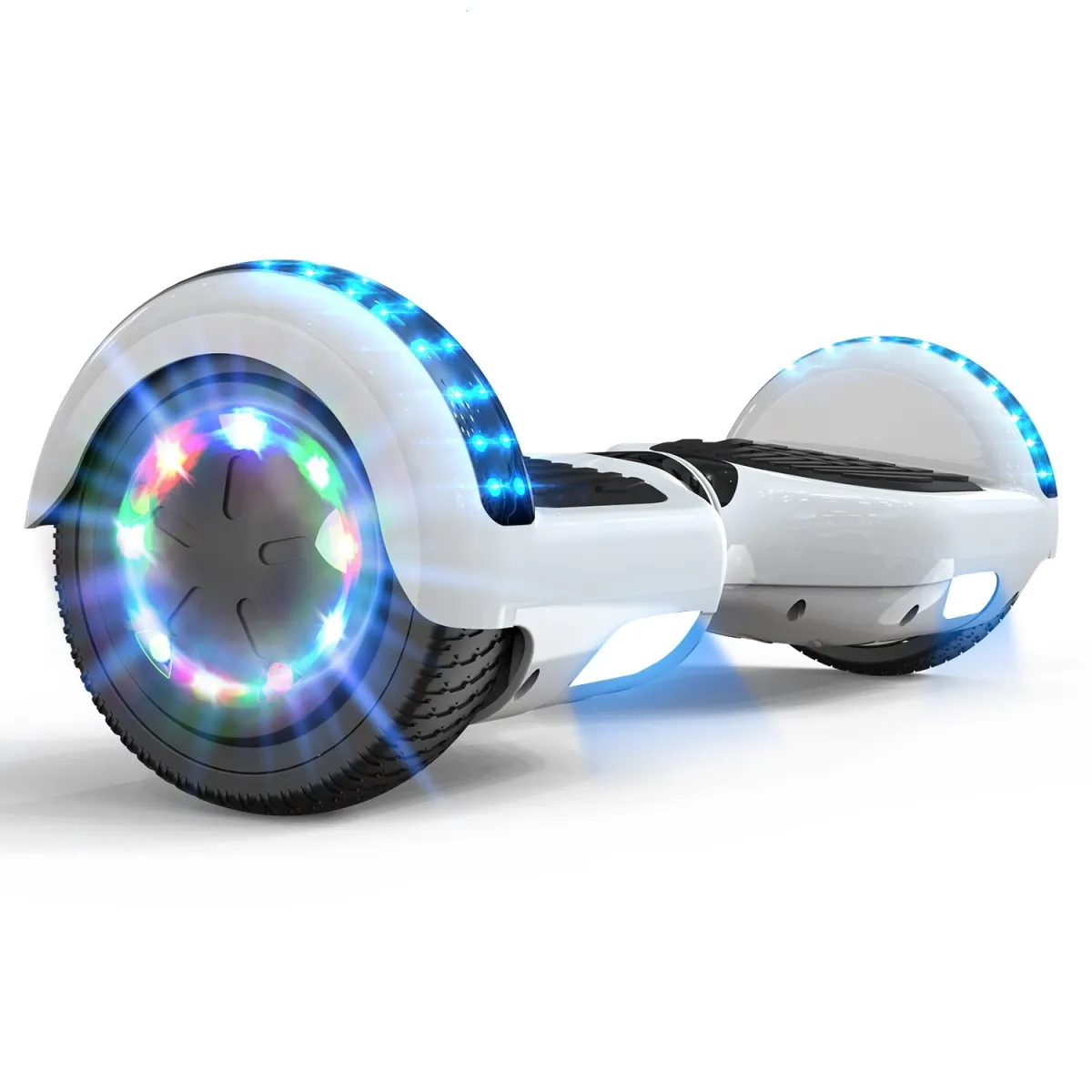 RCB Hoverboard beépített Bluetooth hangszórókkal, Maximális sebesség 10-12 km/h, Üzemidő 3-4 óra, IP54, LED-es Kerekek, Fehér