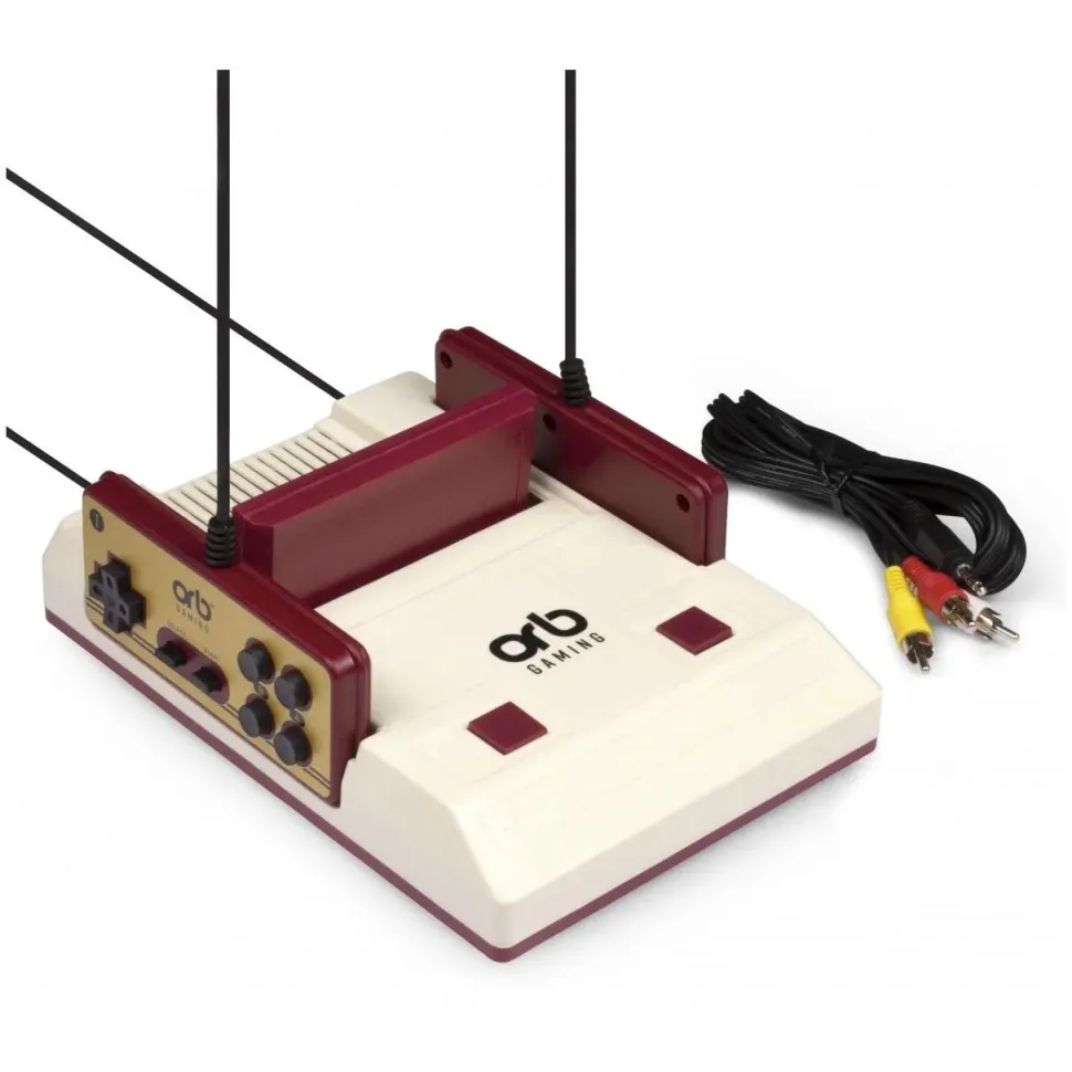 Retro játék, 8 bites retro konzol, 274 játékkazetta, 2 kontroller, kompatibilis a Famicom sárga hajlékonylemezes játékokkal, RCA AV kábel, tápegység, ORB Gaming