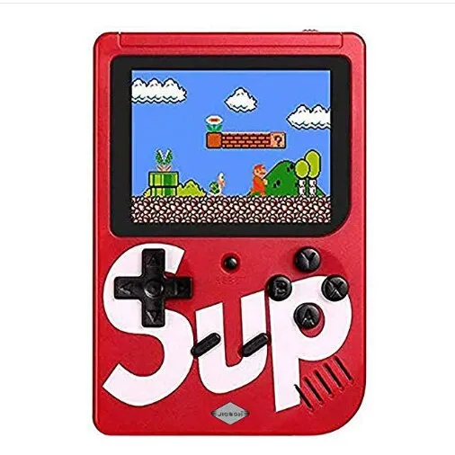 RoHS SUP Game Box konzol, 400 játék, hangerő-szabályozó kerék, LCD-képernyő, AV-kábel TV-csatlakozáshoz, Micro-USB töltés, Gyermekkori játékok, Piros