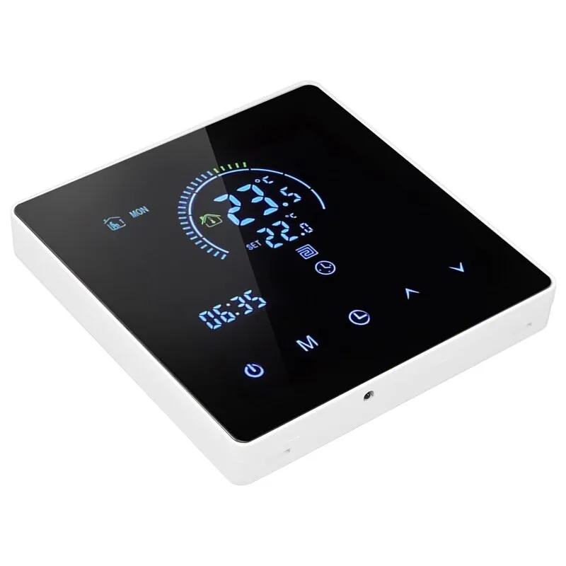 Rqiurpn programozható intelligens termosztát, hőmérsékletszabályozás 5-60°C, LCD kijelző, kompatibilis Tuya, Tmall, DuerOS