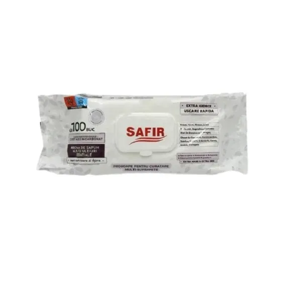 Safir White Soap Bicarbonate többfelületű nedves törlőkendők, 100 db