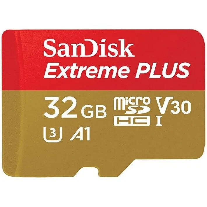 SanDisk Extreme Plus MicroSDHC Memóriakártya, SD adapterrel, Rescue Pro Deluxe, 32 GB, 100 MB / s, A1, C10, V30, UHS-I U3