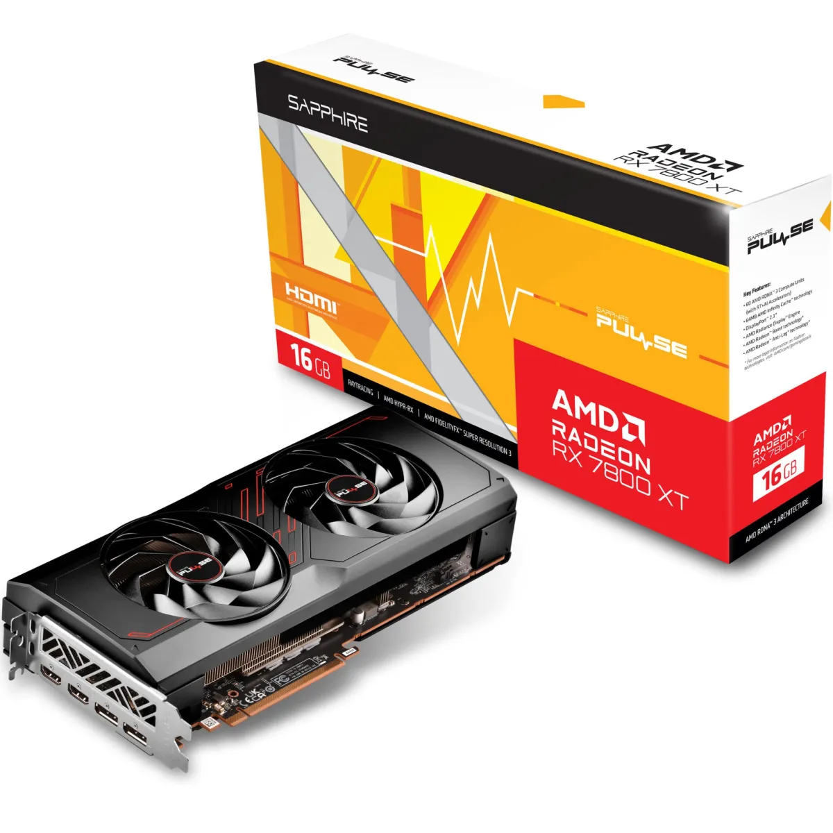 Sapphire Radeon RX 7800 XT Pulse Videokártya, 16 GB GDDR6, 256 bit