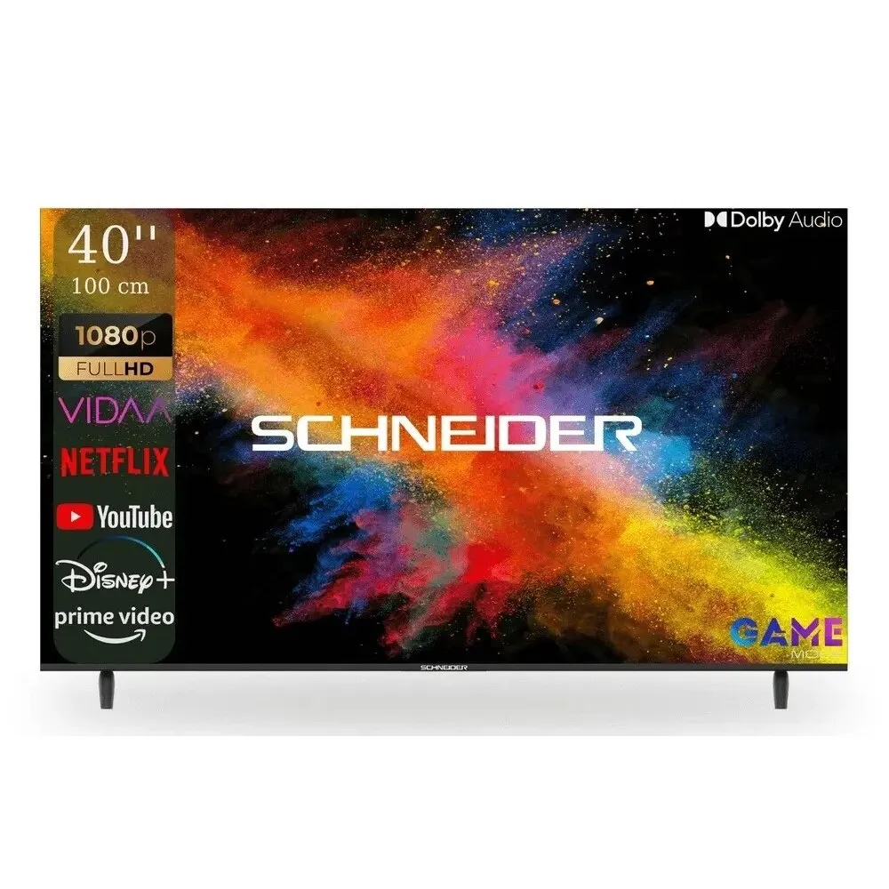 SCHNEIDER 40SC591K Smart DLED TV, Full HD, 100 cm, E energiaosztály, VIDAA rendszer, szegély nélküli, fekete
