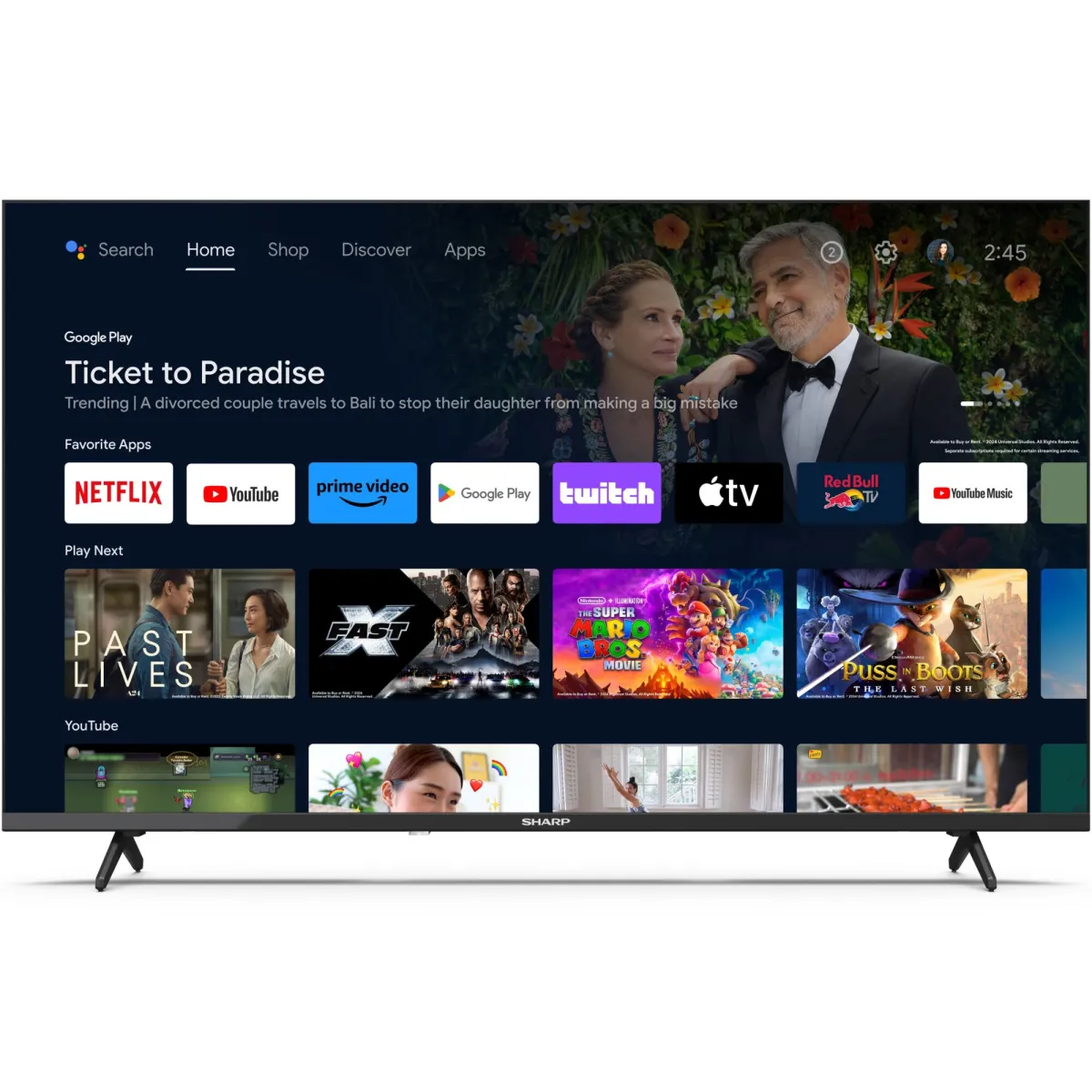 SHARP LED 43FH2EA Televízió, 43" (108 cm), Smart Android, Full HD, E energiaosztály