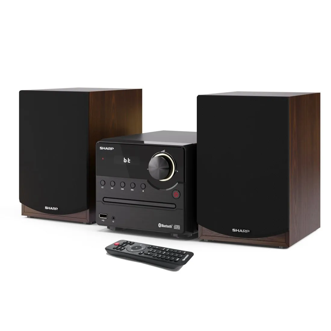 Sharp XL-B512BR bluetooth mikrohifi rendszer, barna hangszórókkal