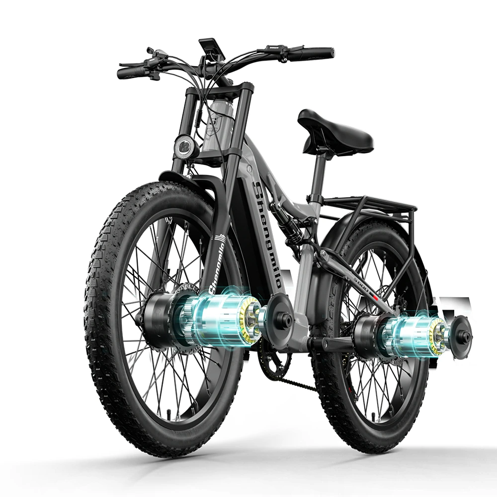 Shengmilo S600 elektromos kerékpár 2x1000 W dupla motoros zsírabroncs hegyi kerékpár 48V 17, 5 Ah kivehető Samsung lítium akkumulátoros 26 hüvelykes elektromos városi kerékpár pedálasszisztenssel