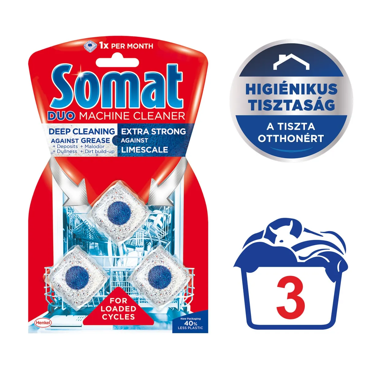 Somat mosogatógép tisztító porkapszula, 3db