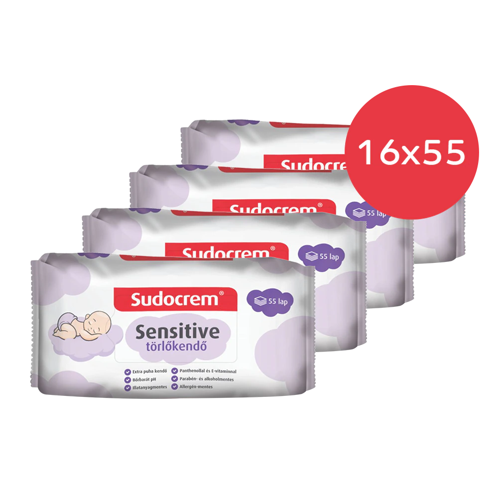 Sudocrem Sensitive törlőkendő, 16x55 lap
