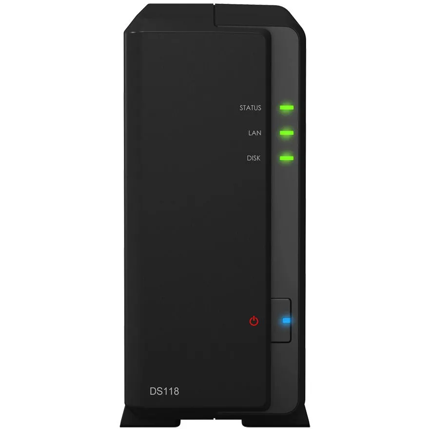 Synology DS118 hálózathoz csatlakoztatott tároló, 1,4 GHz, 1 GB DDR4, 1 rekesz, 1 x Gigabit LAN, 2 x USB 3.0