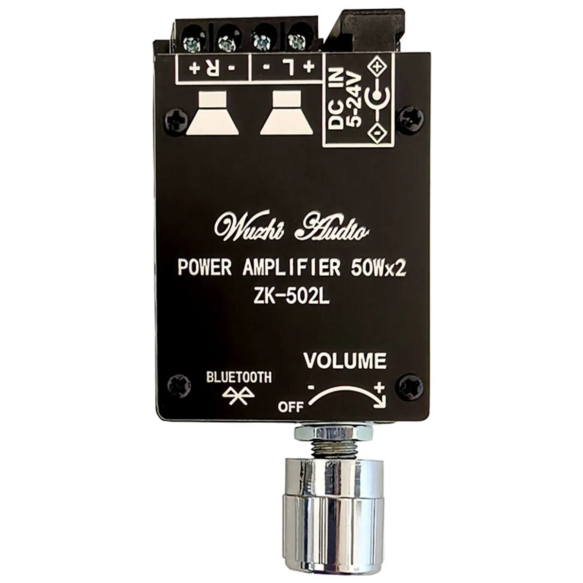 Sztereó hangerősítő modul, Hggzeg, Mini, Bluetooth 5.0, 50W x 2, ZK-502L, DC 5 - 24V, Magas és alacsony frekvenciájú vezérléssel, Könnyű telepítés, Boltba, Otthonra, Moziba, 5,5 x 1,7 x 3,8 cm, Többszínű