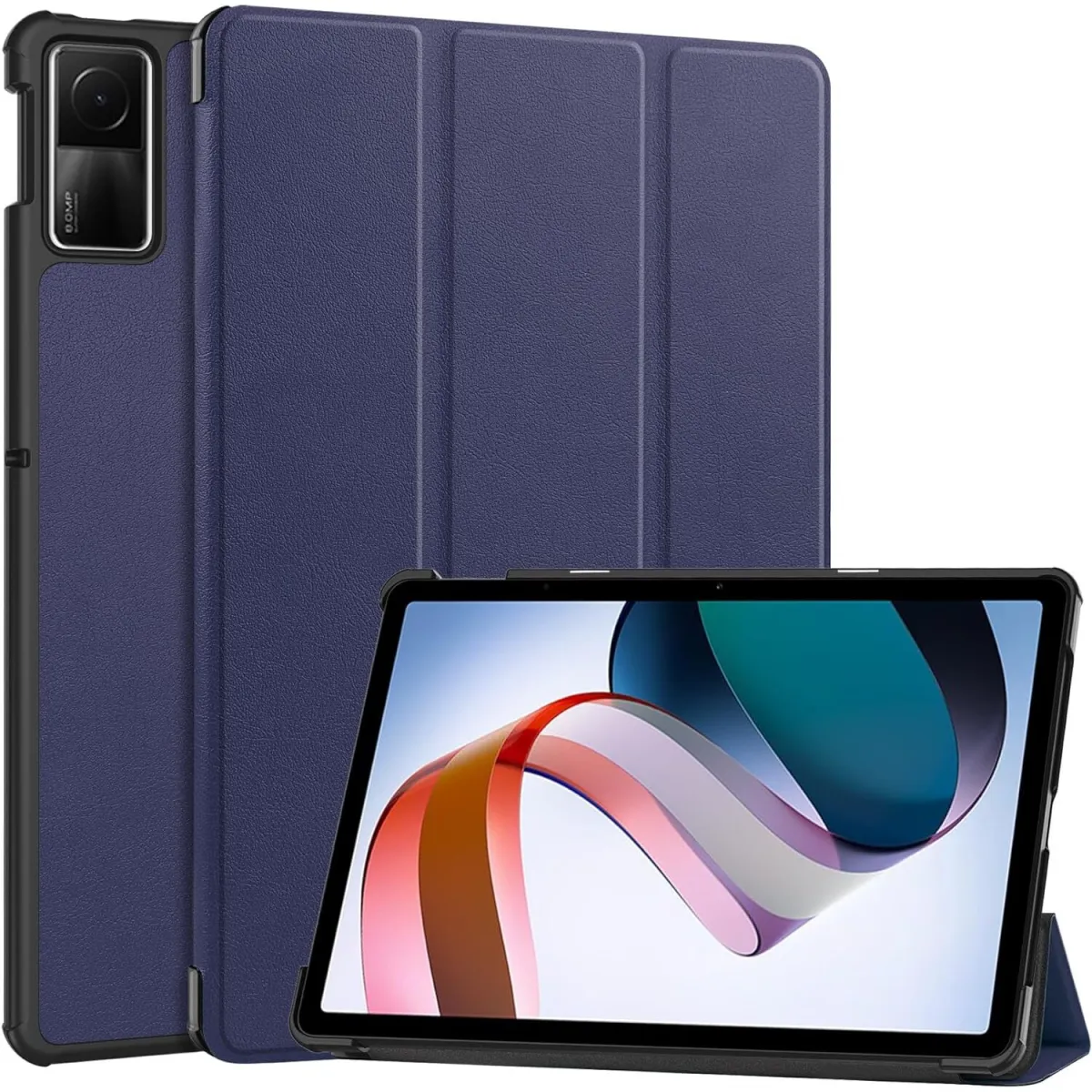 Tablet védőtok, Ökológiai bőr, Kompatibilis a Xiaomi Redmi Pad SE 11", sötétkék telefonnal