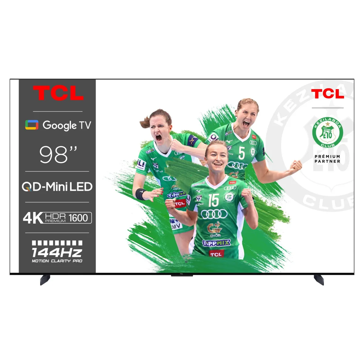 TCL MiniLed 98C805 TV (2023-as modell), 248 cm, Smart Google TV, 4K Ultra HD, 100 Hz, G energiaosztály