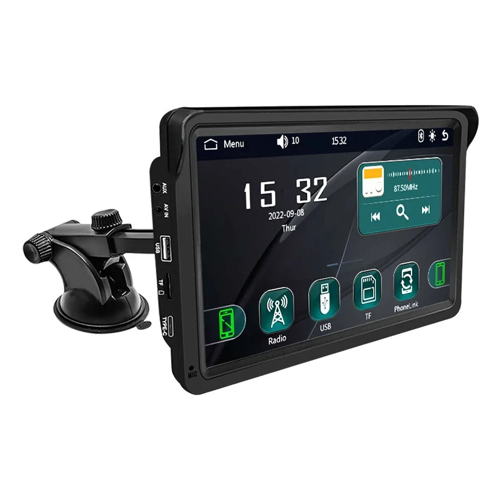 Techstar® multimédiás rendszer Apple Carplay/Android 7090P, érintőképernyő, 7 hüvelykes 1080P Full HD, Bluetooth, Mirror Link/TF kártya/USB/AUX, fekete