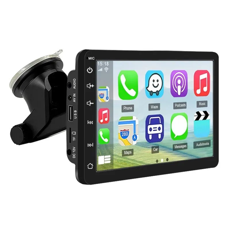 Techstar® multimédiás rendszer Apple Carplay/Android 7095P, érintőképernyő, 7 hüvelykes 1080P Full HD, Bluetooth, Mirror Link/TF kártya/USB/AUX, fekete