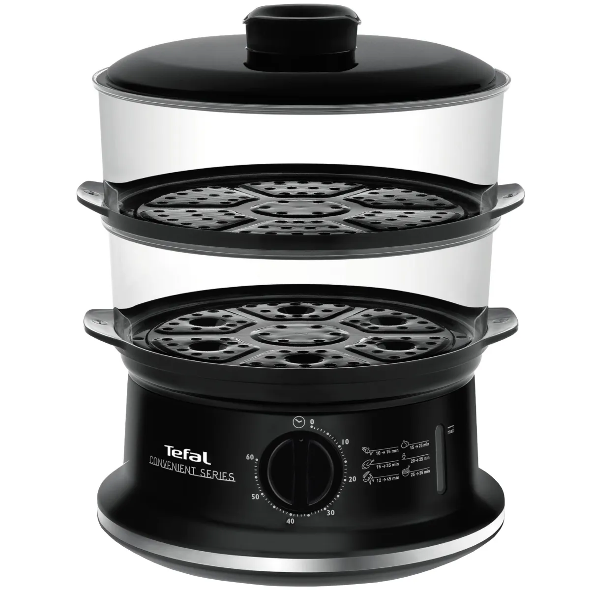 Tefal VC1401 Pároló, 900W, Időzítő, automatikus kikapcsolás, kompakt tárolás, kivehető rácsok, Fekete