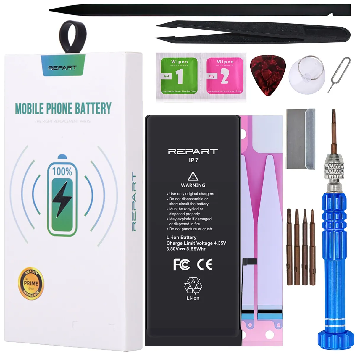 Telefon akkumulátor készlet, Repart, Kompatibilis Apple iPhone 7, 2330mAh, 3.8V, Multicolor