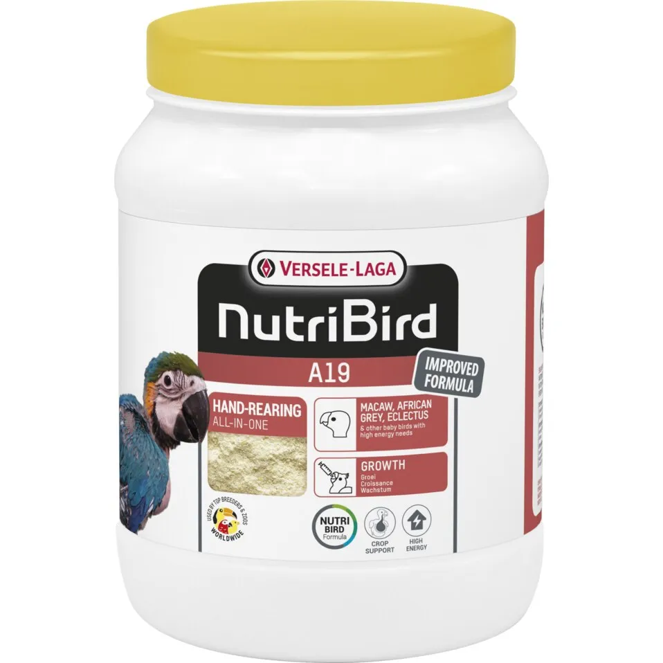 Táp papagájfiókáknak, ara, afrikai szürke, Versele-Laga, NutriBird A19, 800g