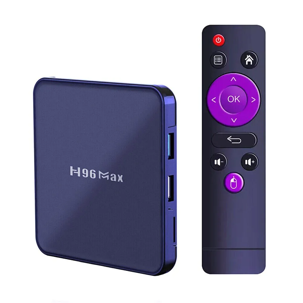TV Box Media Player Techstar® H96 Max V12, 4K, RAM 4 GB DDR3, ROM 64 GB, Android 12, RK3318 négymagos, kétsávos WiFi, kártyahely, fekete