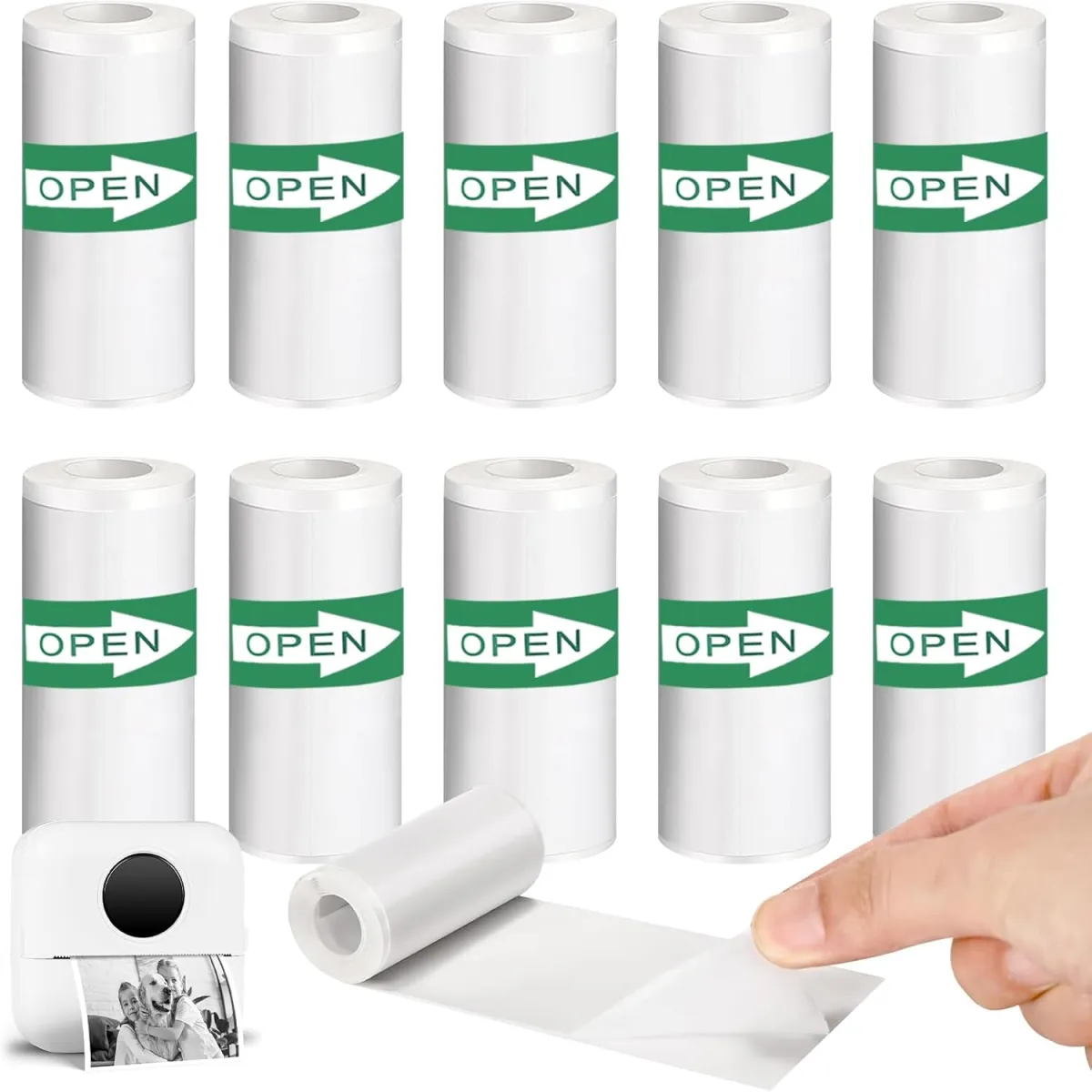 VALA Sticky Paper 10 tekercs öntapadós nyomtatópapír, szélesség 57 mm, mini nyomtatókhoz, fehér