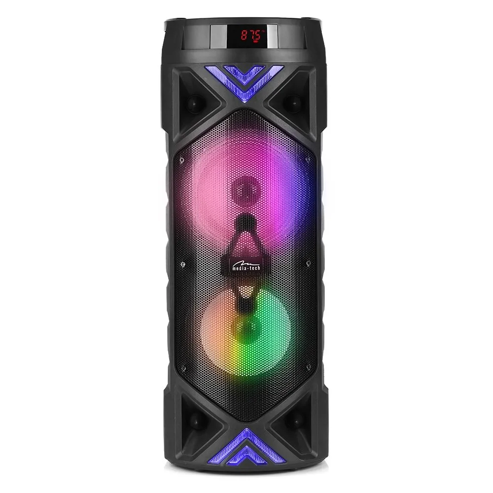 Vezeték nélküli hordozható hangszóró, karaokehoz, Media-Tech FUNBOX KEG PRO MT3182, FM rádió, MP3 lejátszó, karaoke, 50 W RMS, RGB világítás, fekete