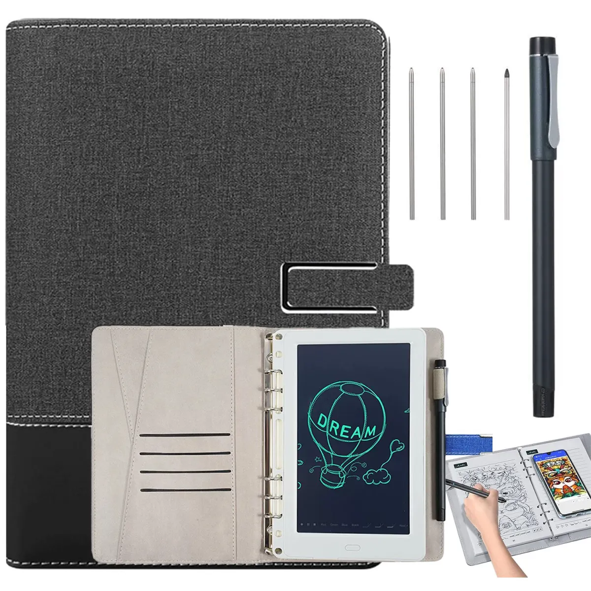 Vezeték nélküli Smart Notebook, intelligens tollal, grafikus táblagéppel, notebook, Bluetooth kapcsolat, valós idejű átvitel a napirendről okostelefonra, felhőalapú tárolás és megosztás, Power Bank, 10000 mAh akkumulátor