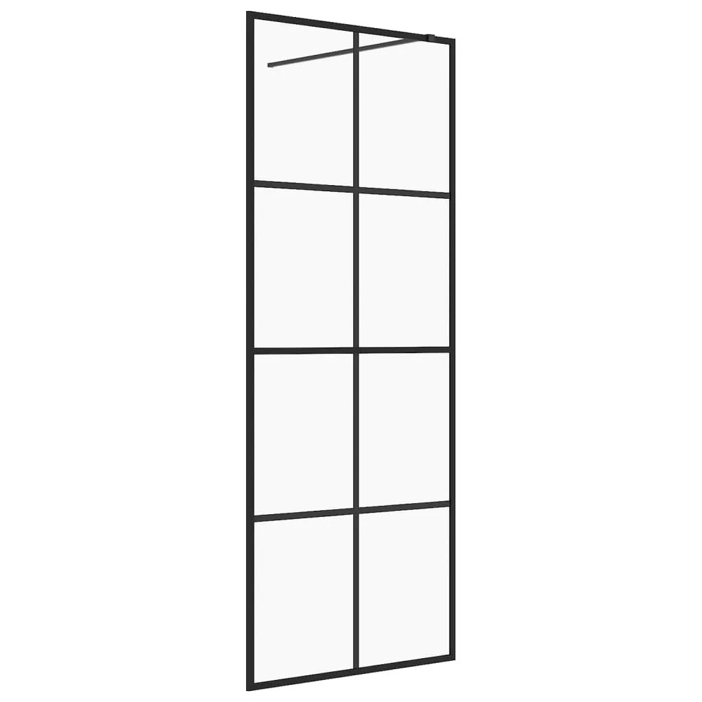 vidaXL fekete zuhanyfal átlátszó ESG üveggel 80 x 195 cm 151033