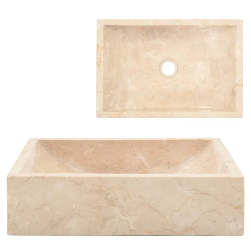vidaXL magasfényű krémszínű márvány mosdókagyló 45 x 30 x 12 cm 142773