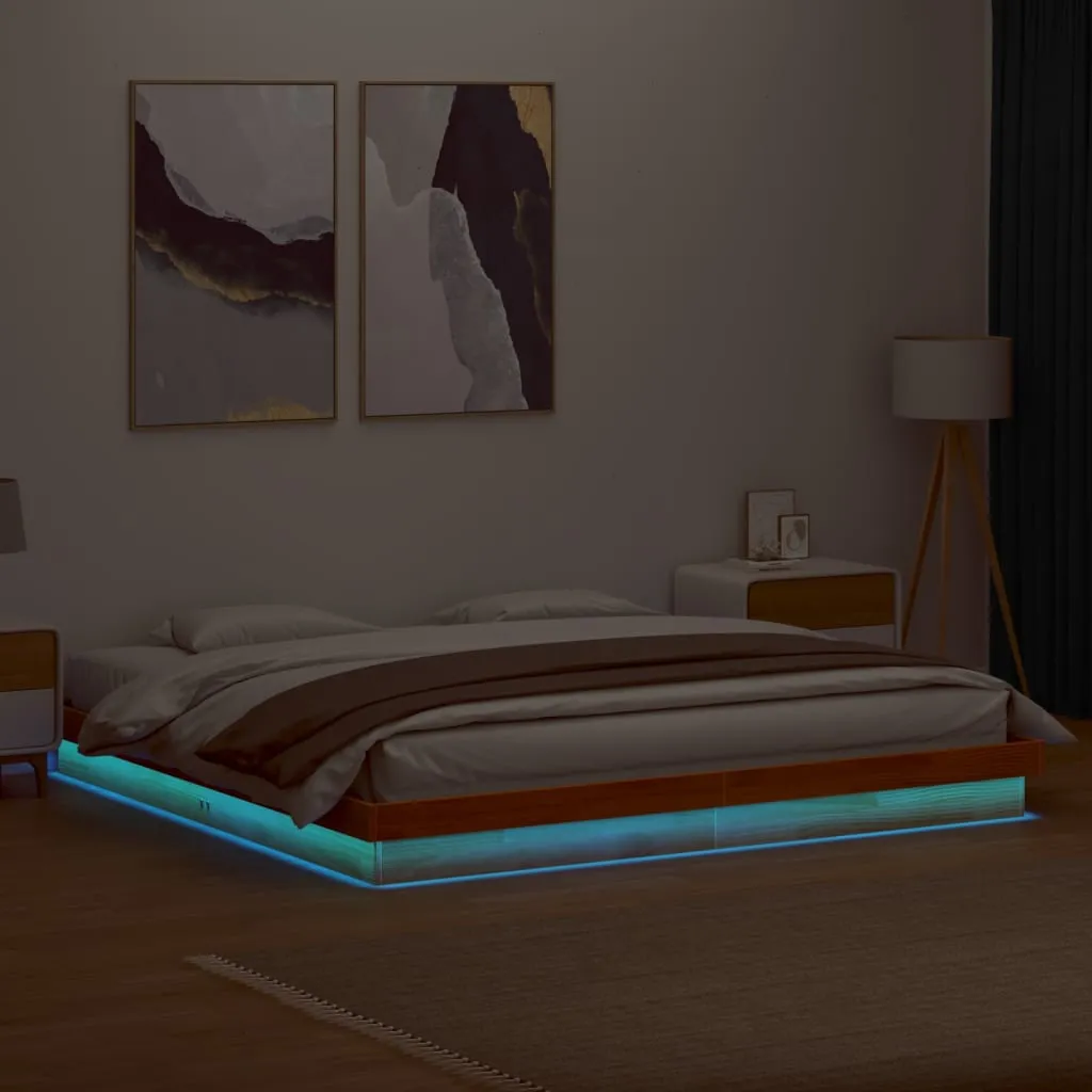 vidaXL viaszbarna tömör fenyőfa LED-es ágykeret 180 x 200 cm 28.1 kg 844417