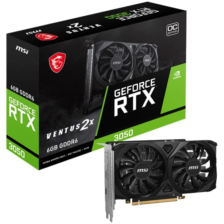 Videokártya MSI GeForce RTX 3050 VENTUS 2X E 6G OC, GDDR6, 96 bites, fekete