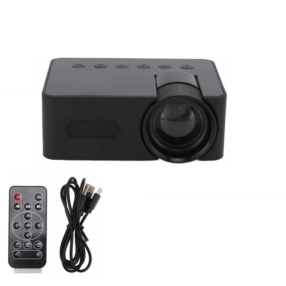 WiFi Bluetooth videó projektor, Vaxiuja, 15 ANSI Lumen, 1920 x 1080 Full HD, LCD, távirányító, beépített hangszóró, USB, Type-C, iOS, Android, ABS, Fekete