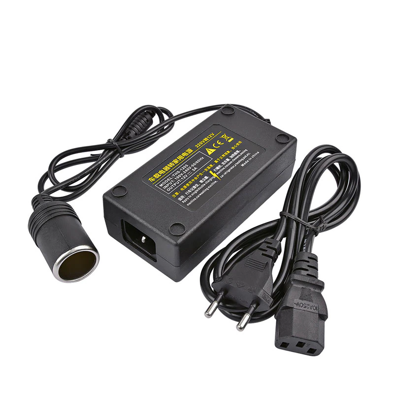Zggzerg aljzat adapter, 240V-12V/10A, 120W, kompresszorokhoz, porszívókhoz, autóhűtőkhöz, fekete