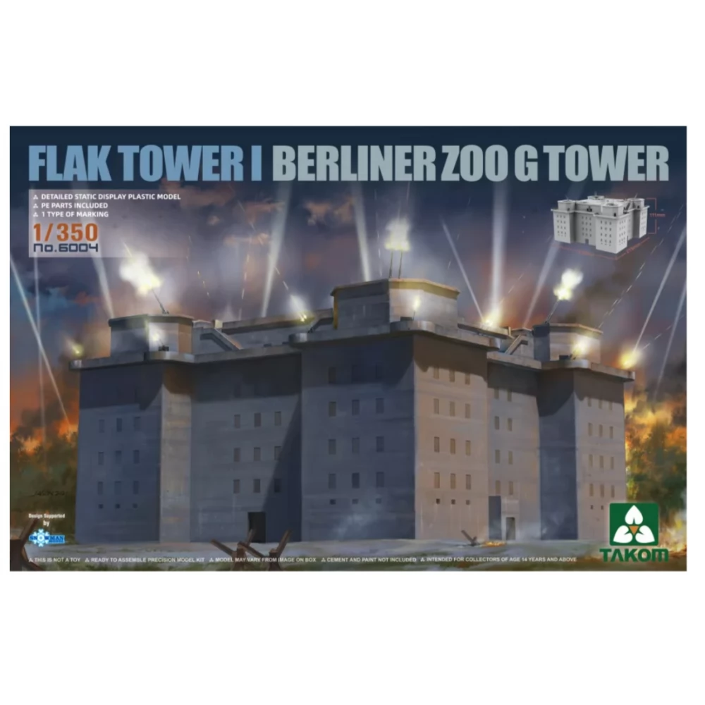1/350 Flak Tower I Berliner Zoo G Tower katonai épület modell