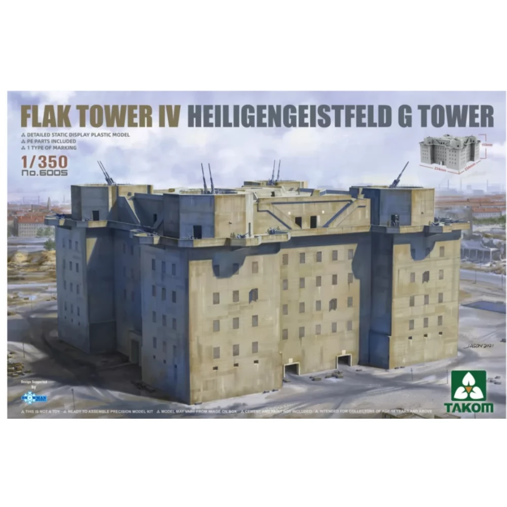 1/350 Flak Tower Iv Heiligengeistfeld G Tower katonai épület modell