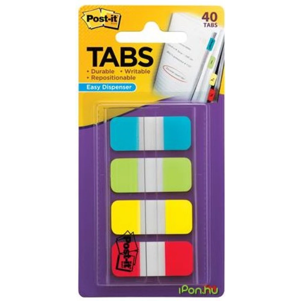 3M POSTIT Jelölőcímke v2 műanyag megerősített 4x10 lap 16x38 mm vegyes színek