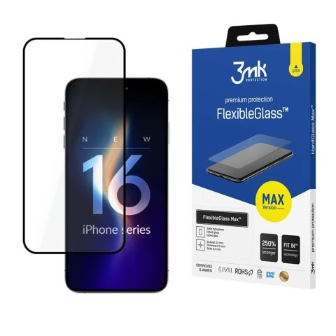 3MK FlexibleGlass Max képernyővédő iPhone 16 fekete