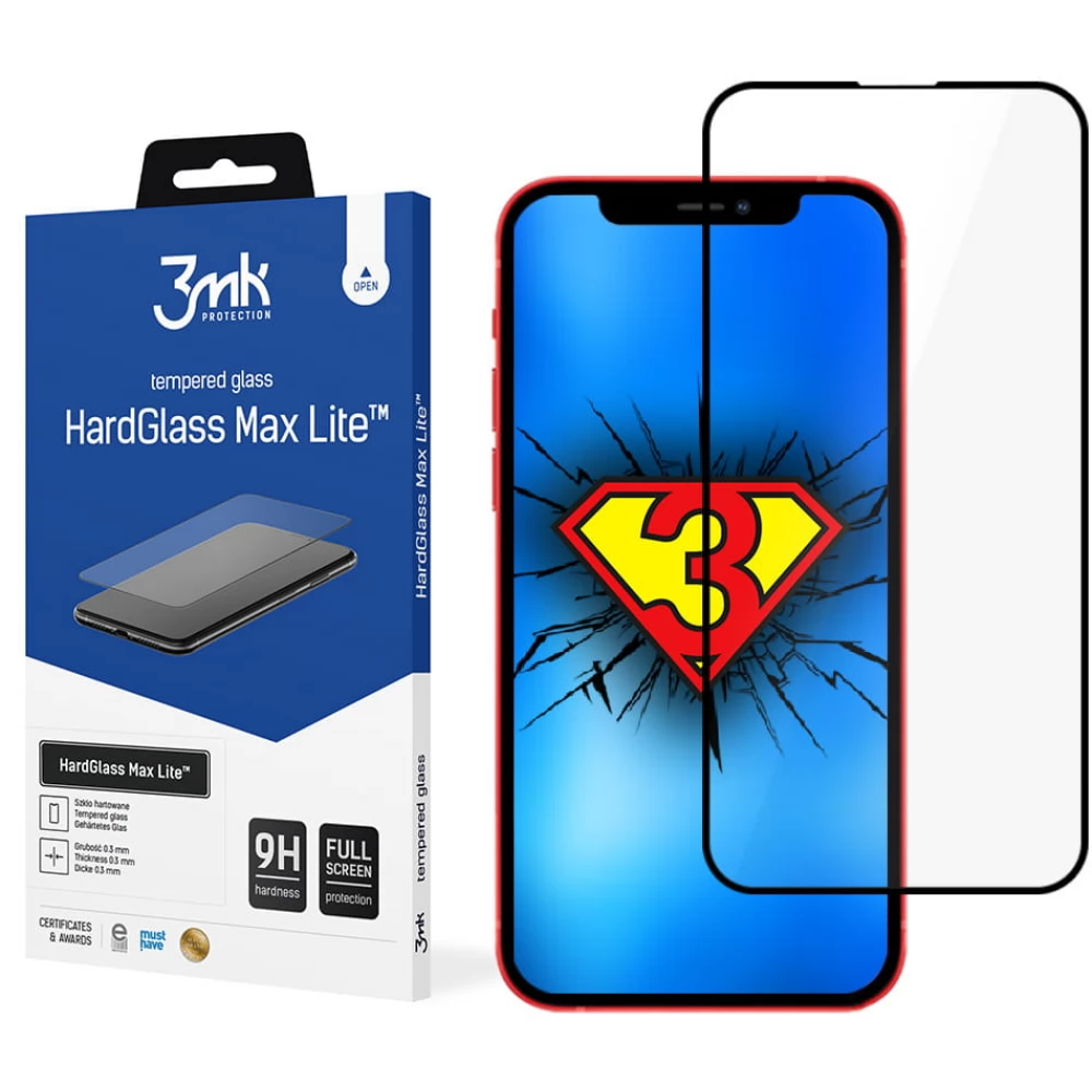 3MK HardGlass Max Lite kijelzővédő iPhone 13/13 Pro fekete