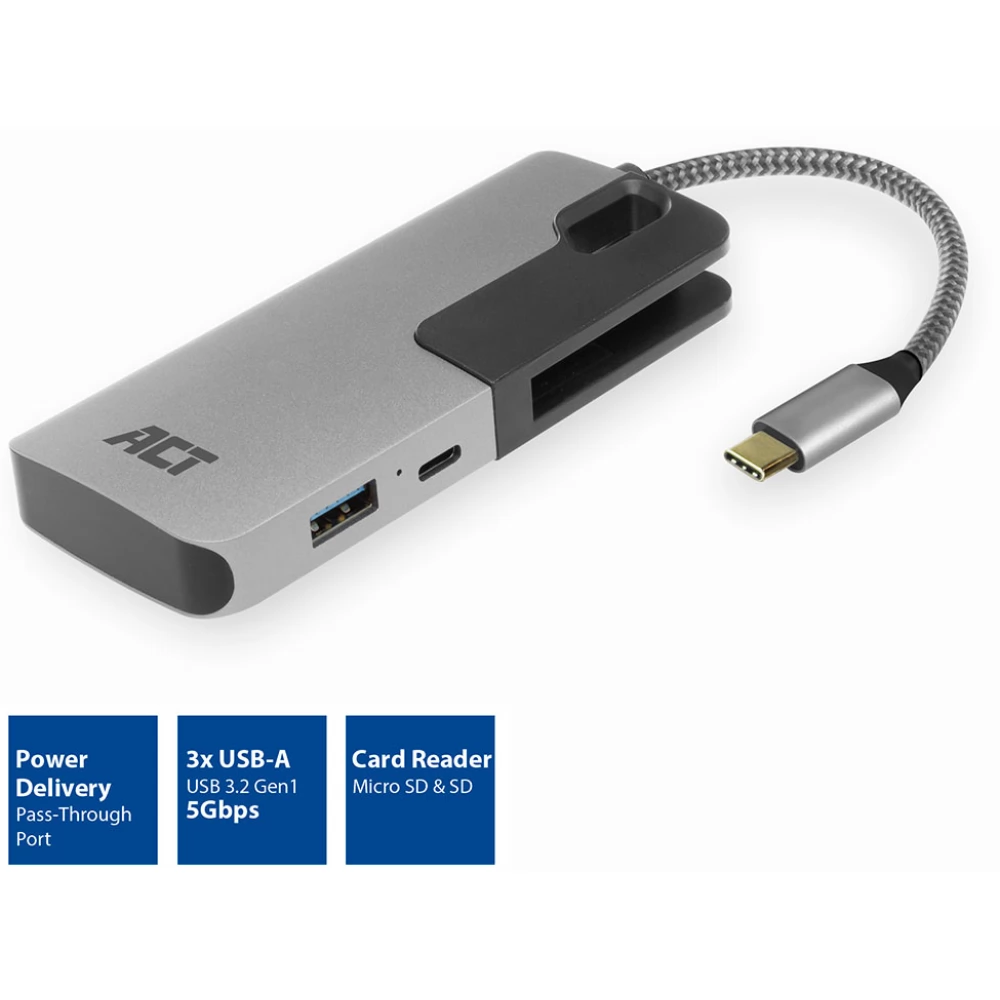 ACT CONNECTIVITY AC7052 USB-C Hub 3 port kártyaolvasóval